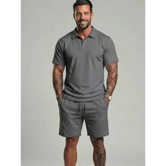 Men's Solid Polo Shirt Two-piece