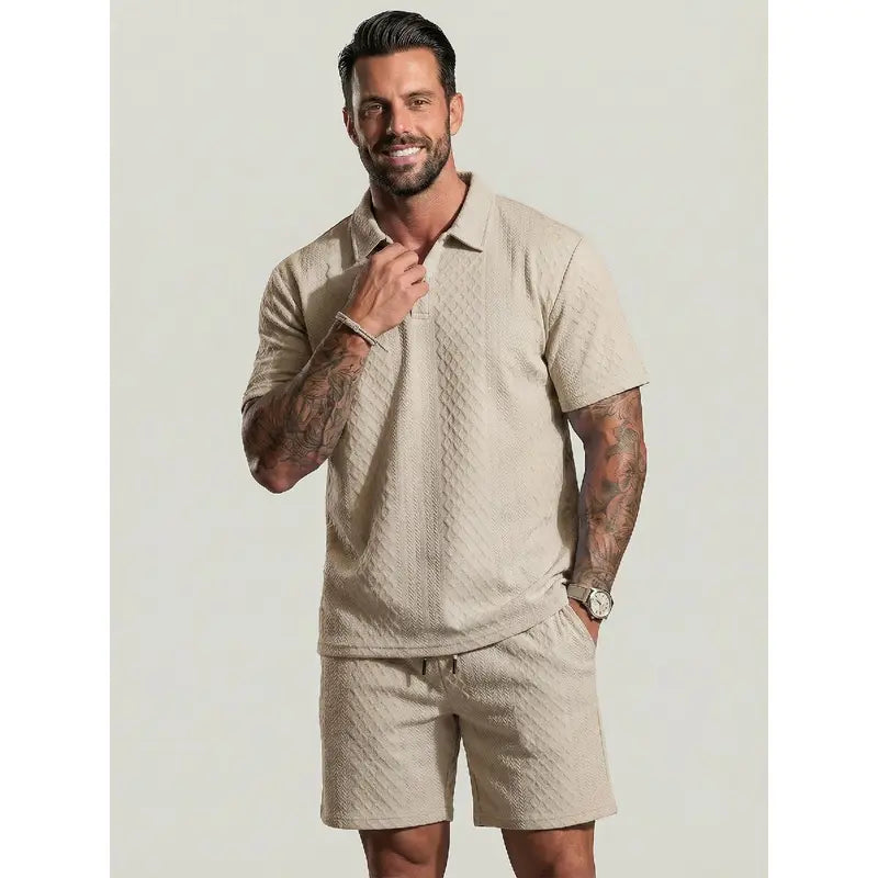 Men's Solid Polo Shirt Two-piece
